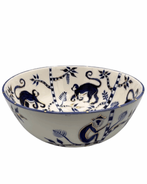 Jungle Monkey Large Blue Salad Bowl