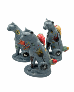 Cheetah Candlestick with Birds