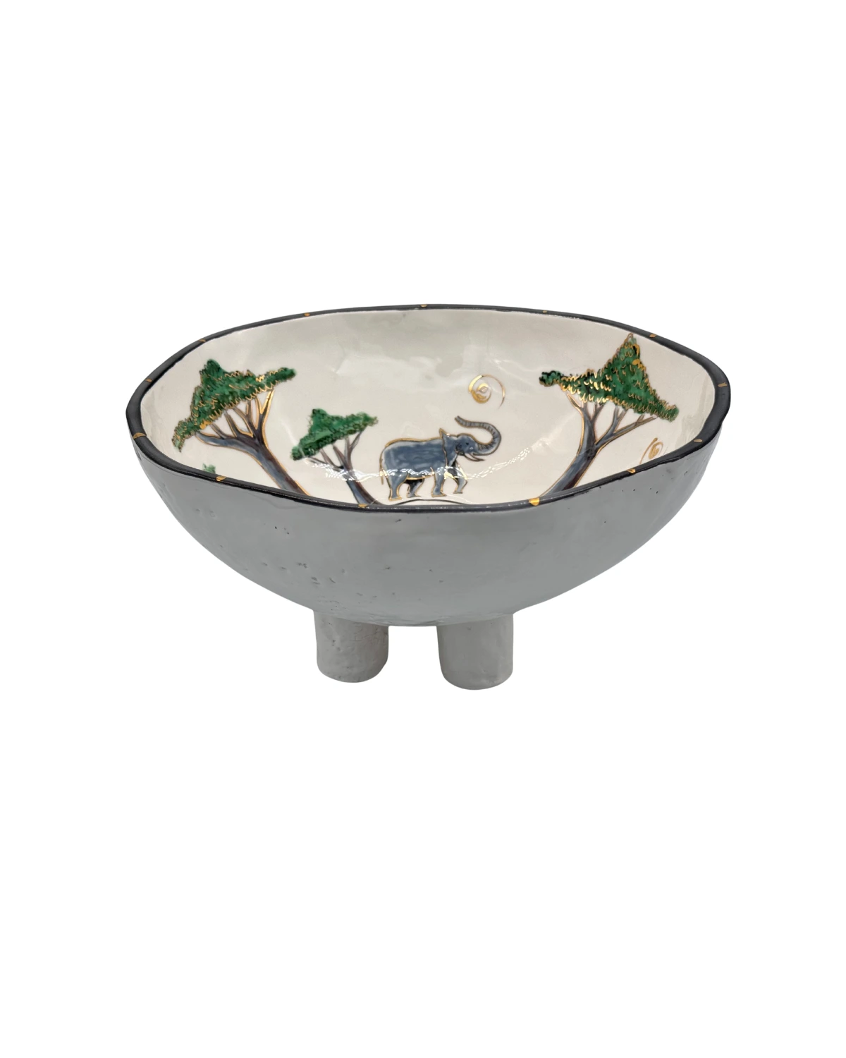 Elephant Large Salad Bowl – Blue, Green & Brown - Image 3