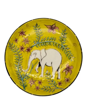 Elephant Large Serving Bowl – Yellow Fauna & Flora